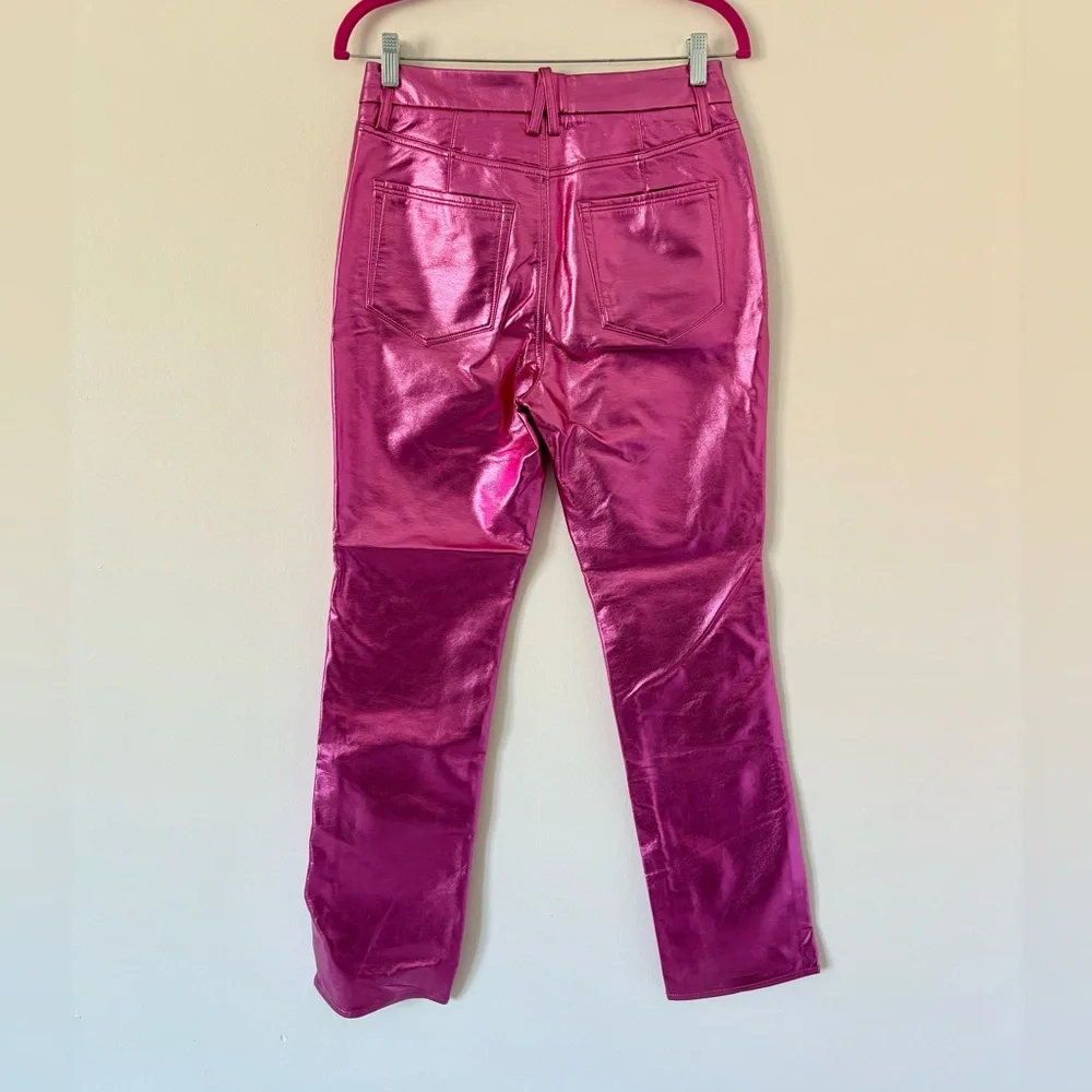 Good American Metallic Pink Good Icon Faux Leather Pants Size 28 - Picture 12 of 16